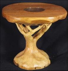 1: Ash Tree-Table with toughened glass window 